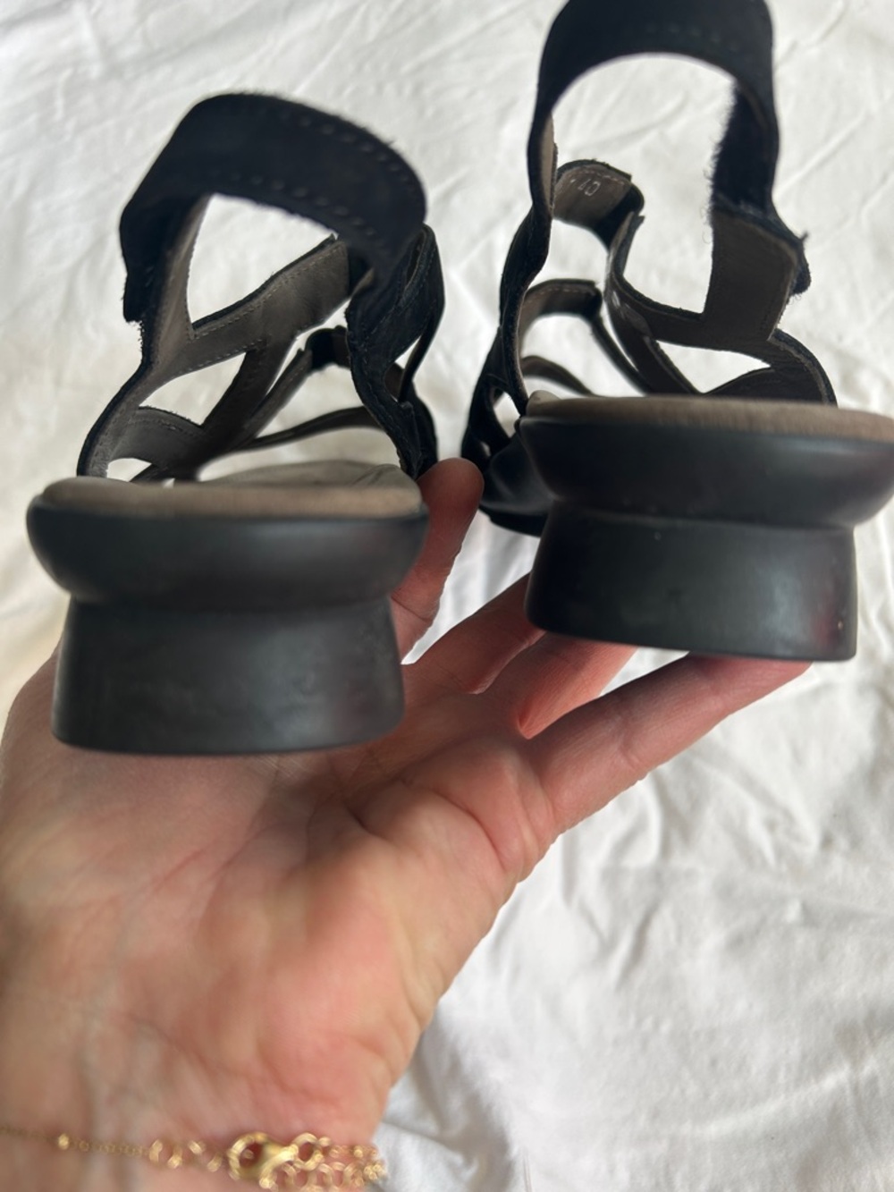 Mephisto Women's Black Suede Geometric Cutout Slingback Sandals - Picture 4 of 5